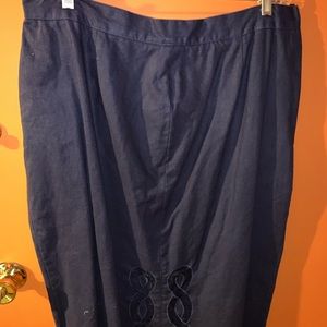 Two piece navy blue skirt set